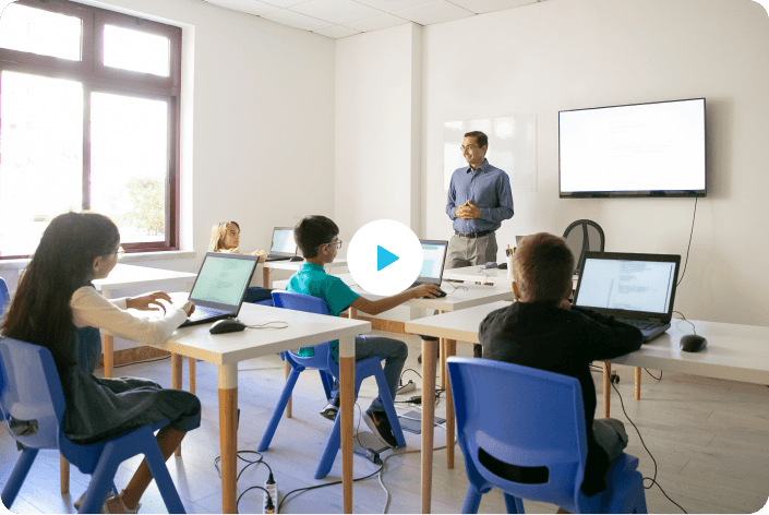 A teacher teaching